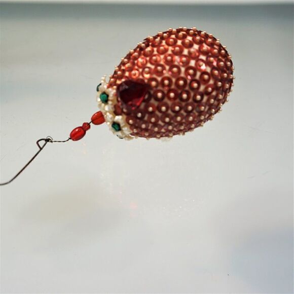 Christmas Ornament Sequined Jeweled Egg Vintage Tree Decoration - Picture 8 of 9